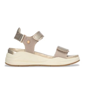 Carmela para mujer. 16328503-ORO Sandalias de Piel 163285 dorado (41), Plano, Velcro, Casual