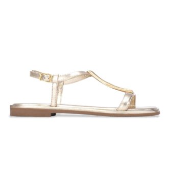Carmela para mujer. 16329003-ORO Sandalias de Piel 163290 dorado (39), Plano, Hebilla, Casual, Clásico