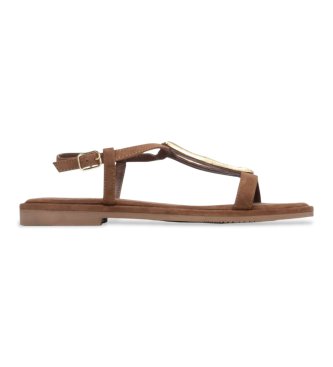 Carmela för kvinnor. 16329001-CAMEL Sandaler i läder 163290 brun (37), Hud, Karta, Spänne, Casual, Klassisk
