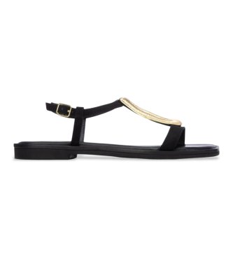 Carmela para mujer. 16329002-NEGRO Sandalias de Piel 163290 negro (39), Plano, Hebilla, Casual, Clásico