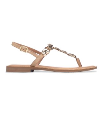Carmela för kvinnor. 16329304-BEIGE Sandaler i läder 163293 beige (37), Hud, Karta, Spänne, Casual, Klassisk