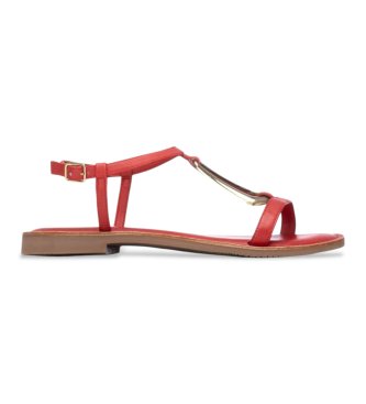 Carmela para mujer. 16329503-ROJO Sandalias de Piel 163295 rojo (39), Plano, Hebilla, Casual