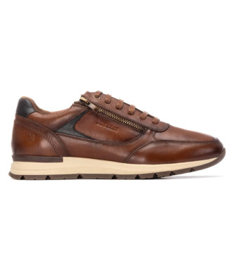 Carmela para hombre. 16267702-CAMEL Zapatillas de piel 162677 marrón (43), Plano, Cordones, Casual