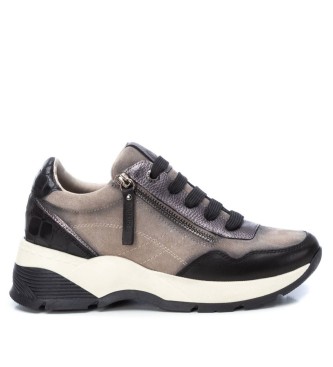 Carmela para mujer. 16019502-HIELO Zapatillas de piel 160195 gris, negro (38), 1 a 3cm, Cordones, Casual