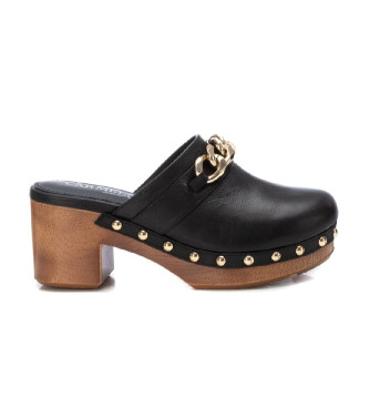 Carmelavoor vrouwen. 16062702-NEGRO Leren klompen 160627 zwart (40), Leer, 5 tot 8 cm, Geen, Casual