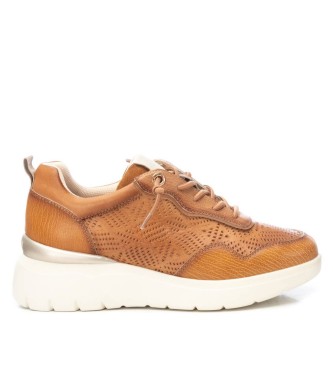 Carmela para mujer. 16142303-CAMEL Zapatillas de piel 161423 marrón (36), 3 a 5cm, Cordones, Casual