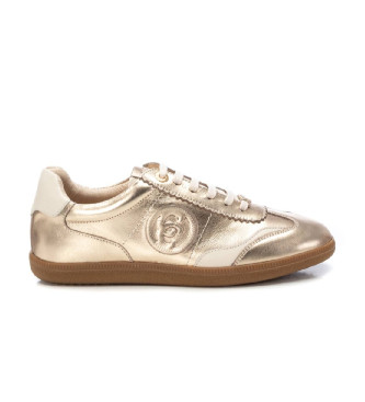 Carmela para mujer. 16206009-ORO Zapatillas de piel 162060 dorado (37), Plano, Cordones, Casual