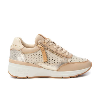 Carmela para mujer. 16228101-BEIGE Zapatillas de piel 162281 beige (36), Plano, Cordones, Cremallera, Casual