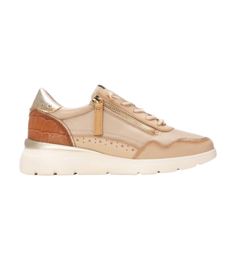 Carmela para mujer. 16243003-BEIGE Zapatillas de Piel 162430 beige (38), 3 a 5cm, Cremallera, Casual