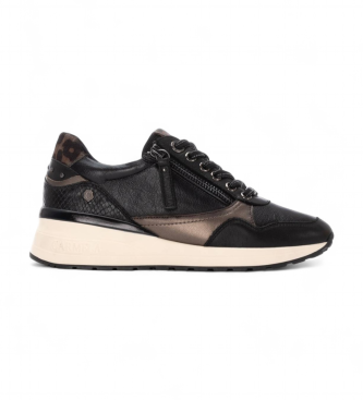 Carmela para mulher. 16244203-NEGRO Ténis de couro 162442 preto (36), 3 a 5cm, Zíper, Casual