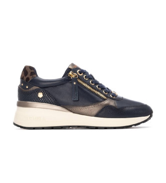 Carmela para mujer. 16244207-NAVY Zapatillas de Piel 162442 marino (39), Plano, 1 a 3cm, Cremallera, Casual