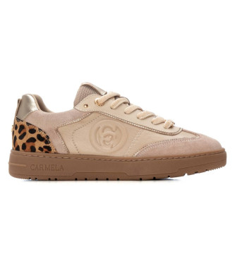 Carmela para mujer. 16250402-BEIGE Zapatillas de piel 162504 beige (39), Plano, Cordones, Casual
