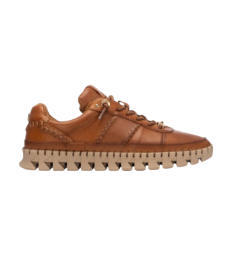 Carmela para mulher. 16252802-CAMEL Ténis de couro 162528 castanho (36), Marrom, Plano, Cordão, Casual