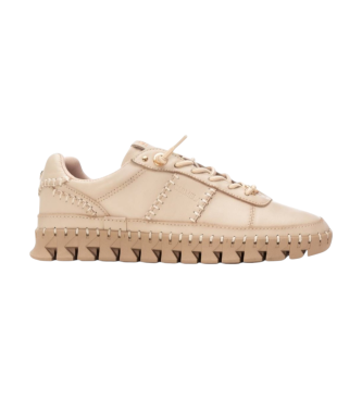 Carmela para mujer. 16252803-BEIGE Zapatillas de Piel 162528 beige (36), Plano, Cordones, Casual