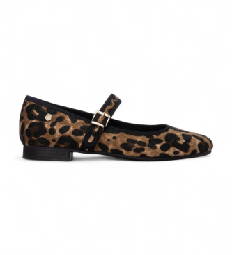 Carmela para mujer. 16256101-LEOPARDO Zapatos 162561 marrón (41), Plano, 1 a 3cm, Hebilla, Casual, Fiesta, Animal print, Clásico