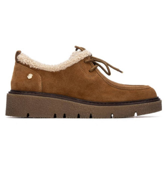 Carmela para mujer. 16266902-CAMEL Zapatos de piel 162669 marrón (38), Plano, Cordones, Casual