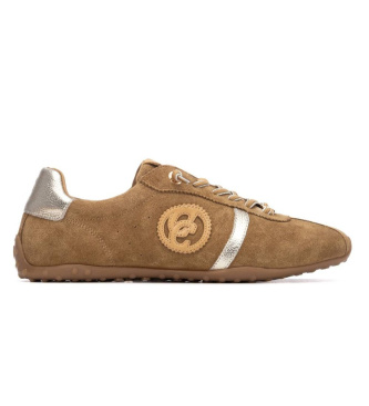 Carmela para mujer. 16317301-CAMEL Zapatillas de Piel 163173 marrón (37), Plano, Nobuck, Cordones, Casual