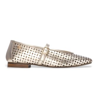Carmela para mujer. 16304803-ORO Zapatos de Piel 163048 dorado (41), Plano, Hebilla, Casual, Clásico