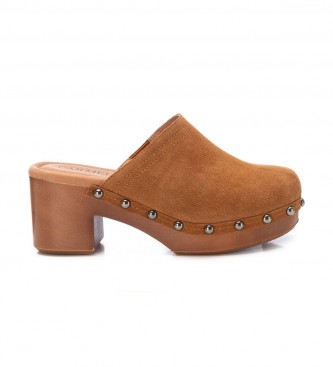 Carmela para mujer. 16046101-CAMEL Zuecos de piel 160461 marrón -Altura tacón 7cm- (37), 5 a 8cm, Serraje, Ninguno, Casual, Carmela outlet 2