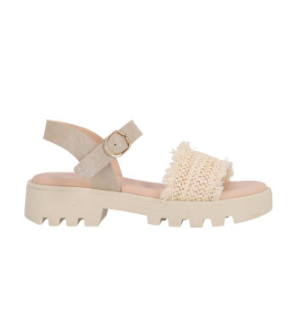 Chika10 Kids para mujer/niña. NEW MARION 17 Sandalias New Marion 17 (34), Beige, Tela, Plano, Hebilla, Casual, moda infantil, Chika10 Kids o