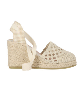 Chika10 para mujer. NEW NADIA 04 Alpargatas New Nadia 04 beige -Altura cuña 8cm- (36), Tela, 5 a 8cm, Cordones, Casual, Chika10 outlet 2024.