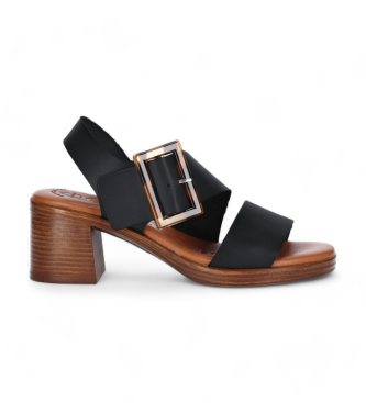 Chika10 para mujer. GOTICA 08N Sandalias de Piel Gotica 08N negro -Altura tacón 5cm- (38), 3 a 5cm, Hebilla, Casual, Chika10 outlet 2024.