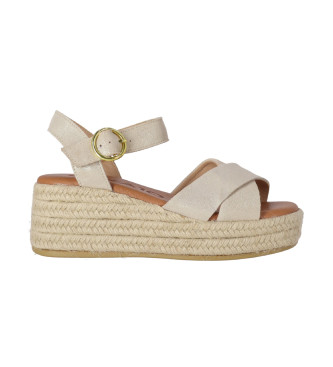 Chika10 para mujer. NEW BONITA 03 Sandalias de Piel New Bonita 03 dorado -Altura cuña 6cm- (41), 5 a 8cm, Hebilla, Casual, Chika10 outlet 20
