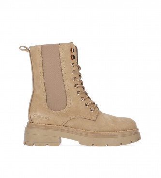 Chika10 para mulher. Botas de couro para tornozelo Sonicc 01 areia