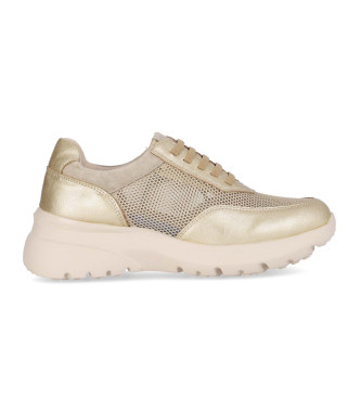 Chika10 para mujer. SANZ 01461 Zapatillas de Piel Sanz 01461 dorado (36), 3 a 5cm, Cordones, Casual, Chika10 outlet 2024.