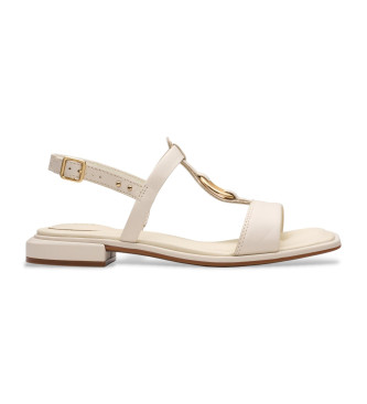 Clarksvoor vrouwen. 26181241 Ariany Sling leren sandalen crèmewit (37.5), Leer, 1 tot 3 cm, Gesp, Casual