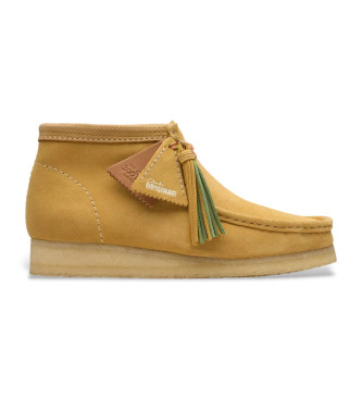 Clarks para hombre. 26181131 Botas de piel Wallabee marrón (43), Plano, Ante, Cordones, Casual, Amarillo