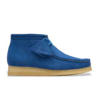 Clarks para hombre. 26181134 Botas de piel Wallabee azul (42.5), Plano, Ante, Cordones, Casual