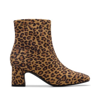 Clarks para mujer. 26182937 Boltines de piel Fernie Zip animalprint (41.5), 3 a 5cm, Cremallera, Casual, Animal print