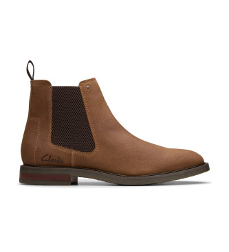 Clarks para hombre. 26179436 Botines de piel Jaxen Easy Cola marrón (44), Plano, Ninguno, Casual