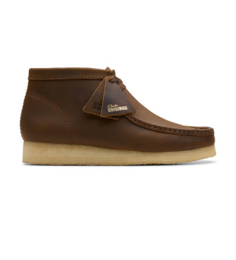 Clarks para hombre. 26155513 Botines de piel Wallabee marrón (44), Plano, Cordones, Casual