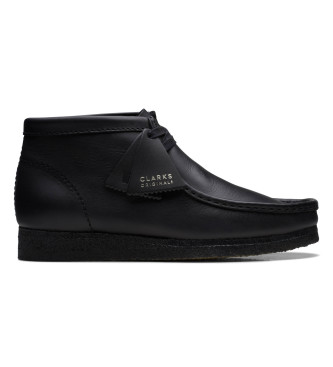 Clarks para hombre. 26155512 Botines de piel Wallabee negro (41), Plano, Cordones, Casual