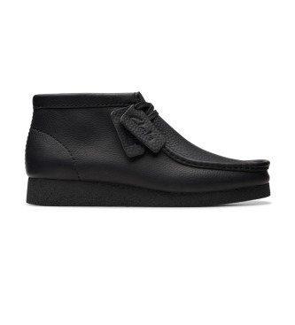 Clarks para hombre. 26179710 Botines de piel WallabeeEVO negro (43), Plano, Cordones, Casual