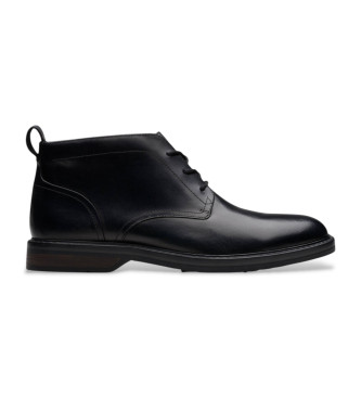 Clarks para hombre. 26179732 Botines de piel Aldwin Cap negro (44.5), Plano, Cordones, Casual