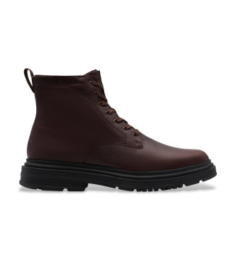 Clarks para hombre. 26183263 Botines de Piel Badbury Hi marrón (42), Plano, Cordones, Casual