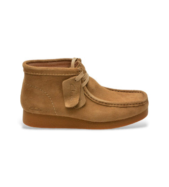 Clarks para mujer. 26174744 Botines de piel Wallabeeevobt marrón (38), Plano, Ante, Cordones, Casual