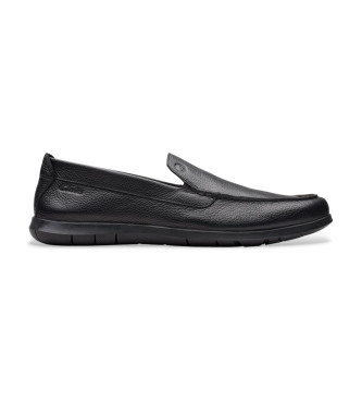 Clarks para hombre. 26176952 Mocasines de Piel Flexway Step negro (42), Plano, Ninguno, Casual, Clásico