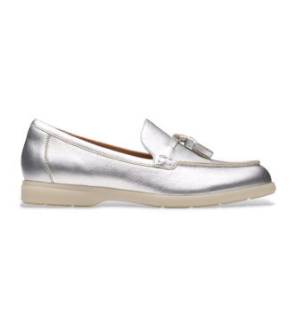 Clarks para mujer. 26181454 Mocasines de piel Narini Edge plateado (41), Plata, 1 a 3cm, Ninguno, Casual