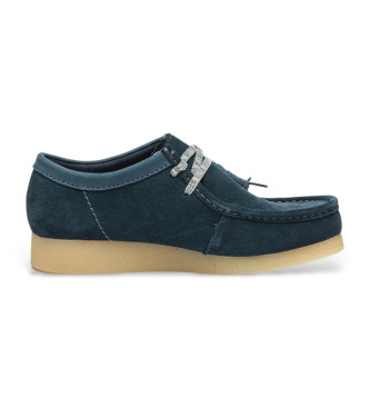 Clarks para hombre. 26180127 Mocasines de piel Wallabeeevo marino (43), Azul, Plano, Cordones, Casual, Clarks outlet 2024.