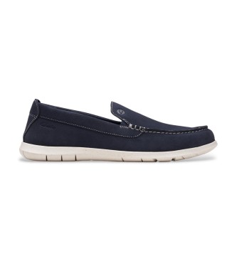 Clarks para hombre. 26176955 Mocasines de Piel Flexway Step marino (10,5 = 45), Plano, Ante, Ninguno, Casual