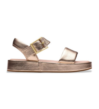 Clarks para mujer. 26181223 Sandalias de piel Alda Strap cobre (37), 1 a 3cm, Hebilla, Casual, Bronce