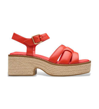Clarks para mujer. 26181248 Sandalias de piel Coledale Strap rojo (38), 5 a 8cm, Hebilla, Casual
