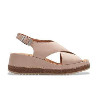 Clarks para mujer. 26177302 Sandalias de Piel Kassanda Step beige (37.5), 5 a 8cm, Hebilla, Casual
