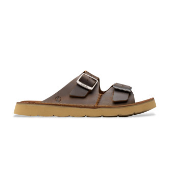 Clarks para hombre. 26180883 Sandalias de piel Solsbury Strap marrón (44), Plano, Ninguno, Casual