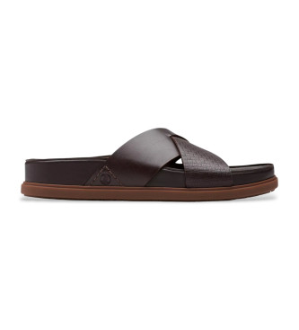 Clarks para hombre. 26180888 Sandalias de piel Torford Cross marrón (43), Plano, Ninguno, Casual