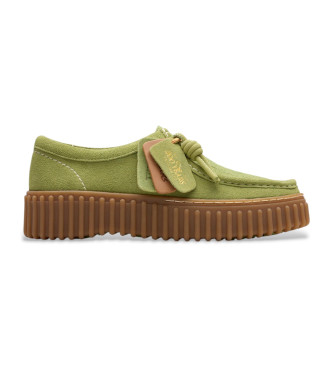 Clarks para mujer. 26181186 Zapatos de piel Torhill Bee verde (37), 3 a 5cm, Ante, Cordones, Casual